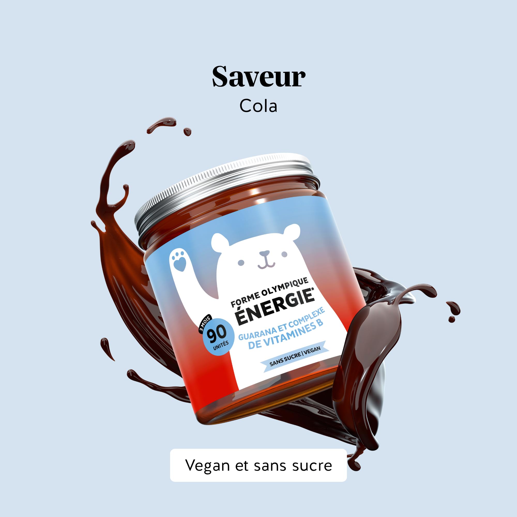 Forme Olympique Énergie – Énergie Naturelle avec Guarana 30mg, Vitamines B6, B12 & Biotine – 90 Gummies (3 Mois), Sans Sucres, Végan, Bears with Benefits