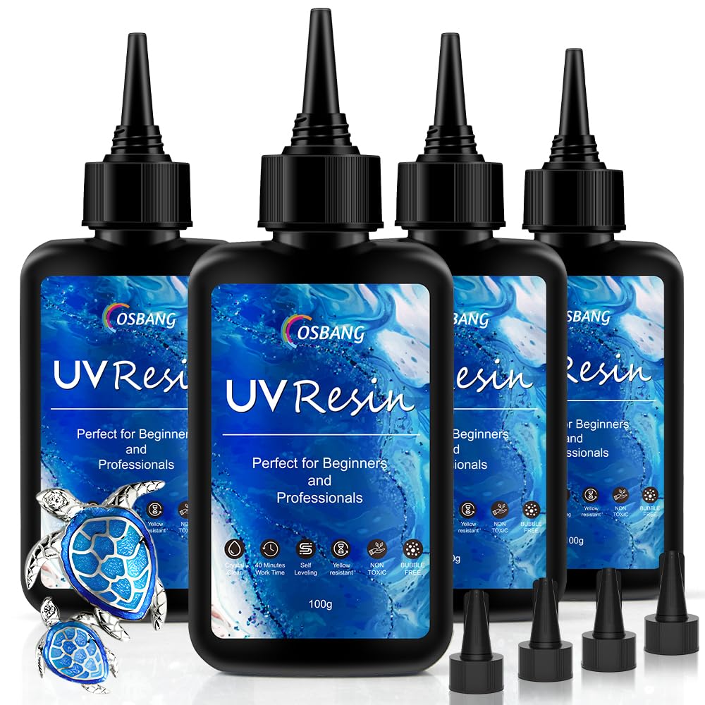 OSBANG400g UV Resin, Crystal Clear UV Resin for Beginners and Professionals, Hard Type Kit for Jewelry Making, DIY Craft, Decor
