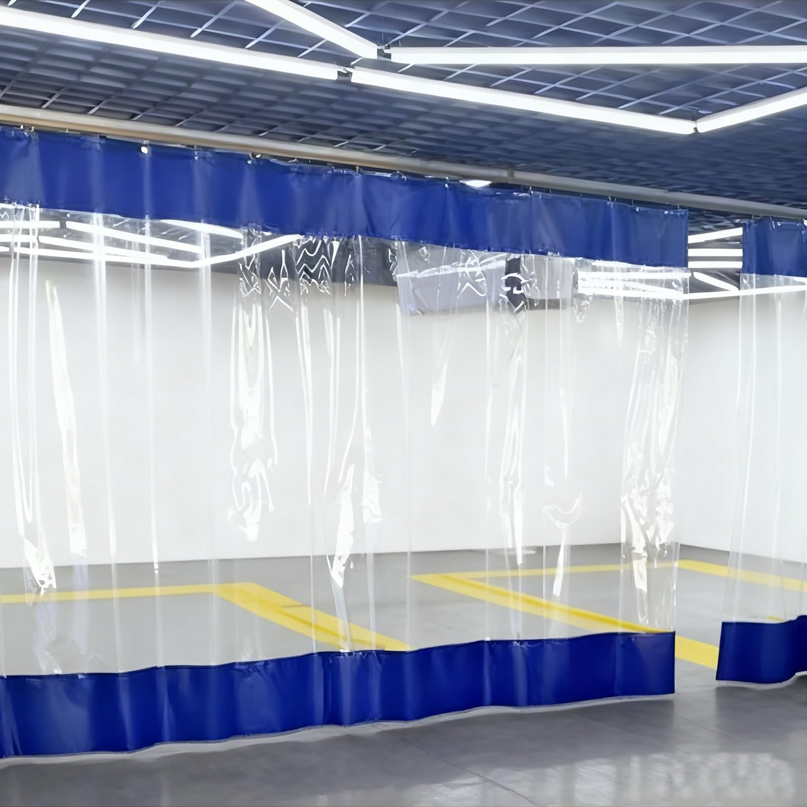 Parete Divisoria Industriale in Vinile Trasparente per Officina, Tenda Divisoria Resistente, Impermeabile E A Prova di Intemperie, per Ambienti di Officina (3,98 M X 3 M, Blu) (Blu)