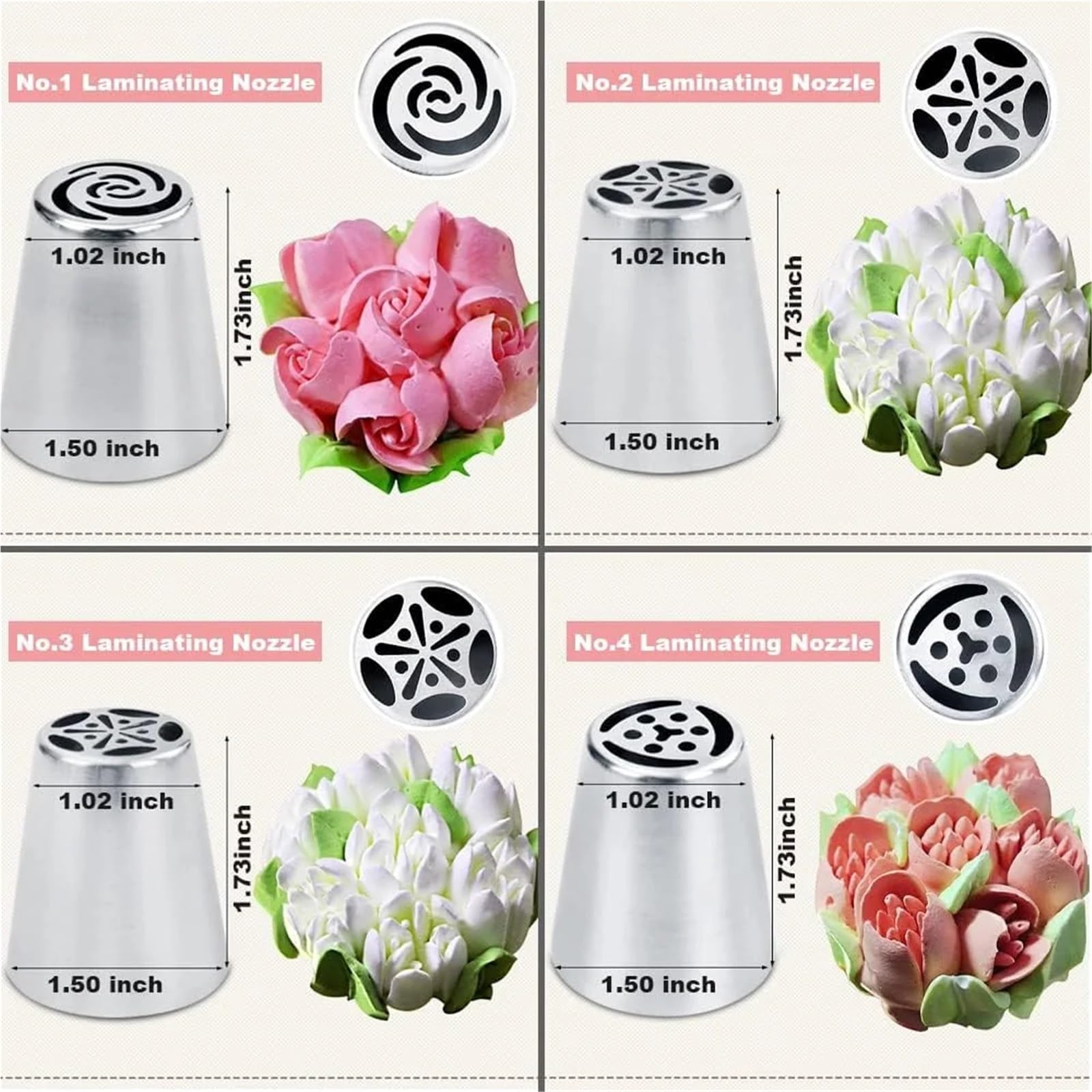 Spritzbeutel-Tülle 7 Stück Gebäckdüsen for Sahne, Zuckerguss, Rohrleitungen, Kuchendekorationstipps, Blatt-Tulpen-Kuchendüsen, Spitzen