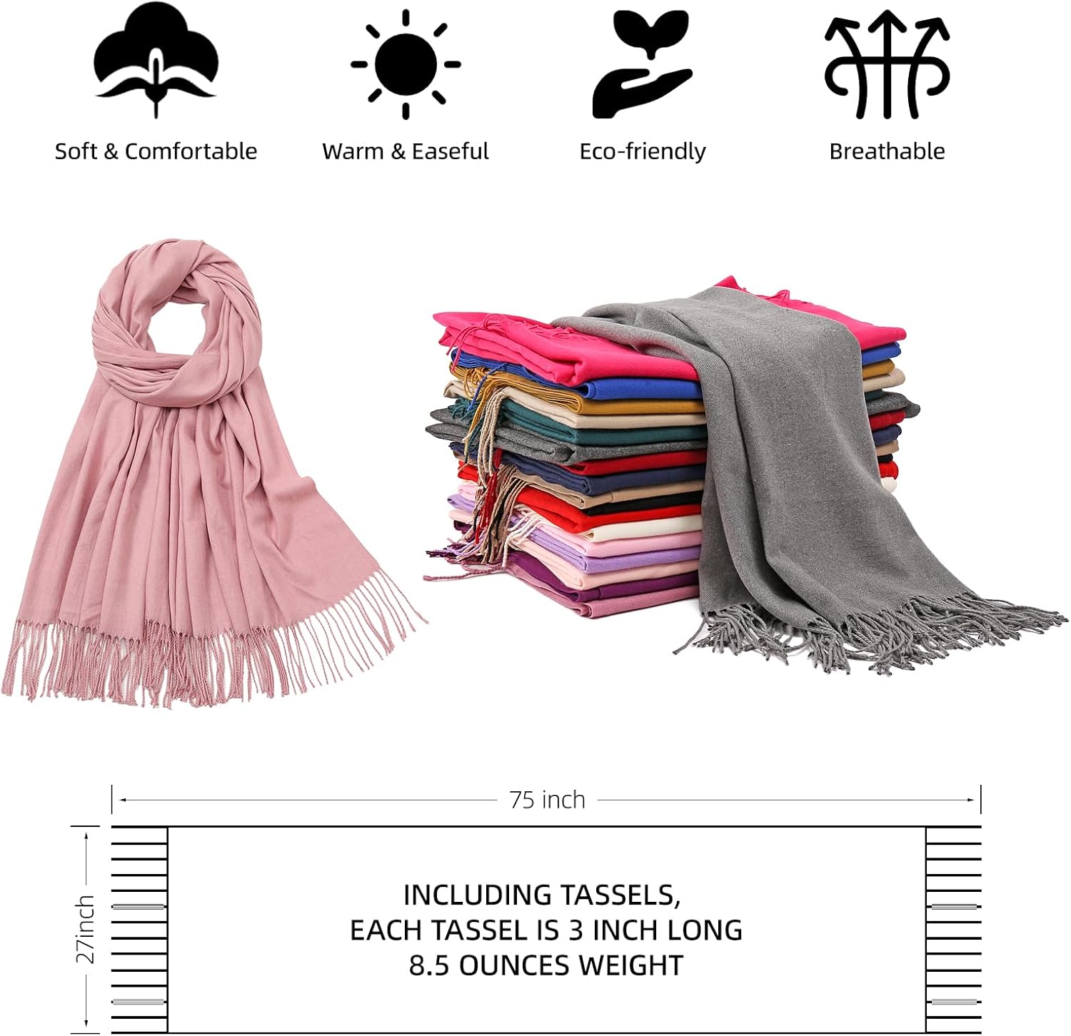 RIIQIICHY Women's Scarf Pashmina Shawls and Wraps for Evening Dress Bridesmaid Wedding Bridal Winter Warm Long Large Scarves - Image 5