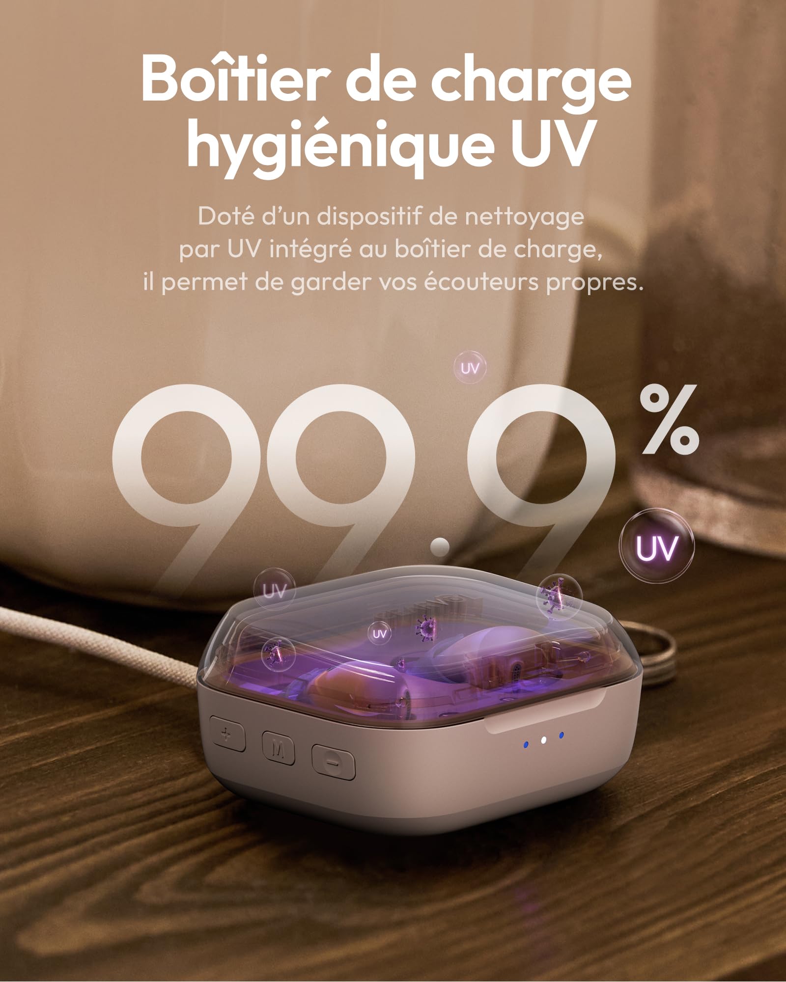 Nano Amplificateur auditif avec Étui de Charge, Contrôle Tout-en-un, 3 Modes et 3 Programmes Sonores, Design Discret, Lumière Stellaire
