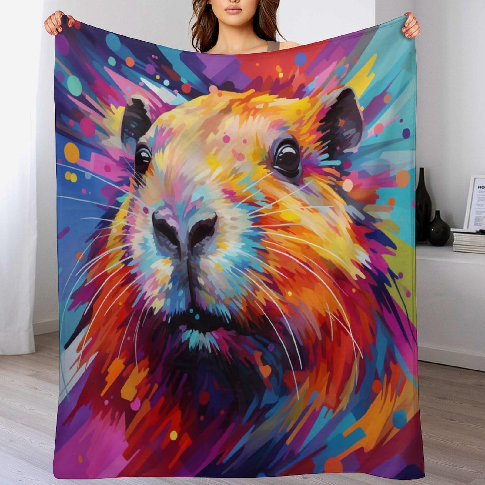 Couverture polaire cochon d'inde douce 130x150cm le cadeau idéal pour les passionnés d'animaux