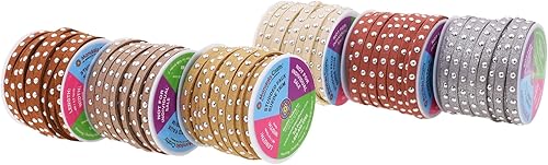 Miniatura 2 de Mandala Crafts Cuerda de gamuza sintética Assoterd de 0.197 in con tachuelas neutras para fabricación de joyas, cinta de piel sintética de 52