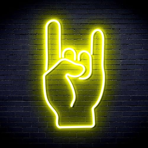 ADVPRO Rock On Hand Sign Flex Silicone LED Neon Sign - Amarillo - st16s32-fnu0067-y