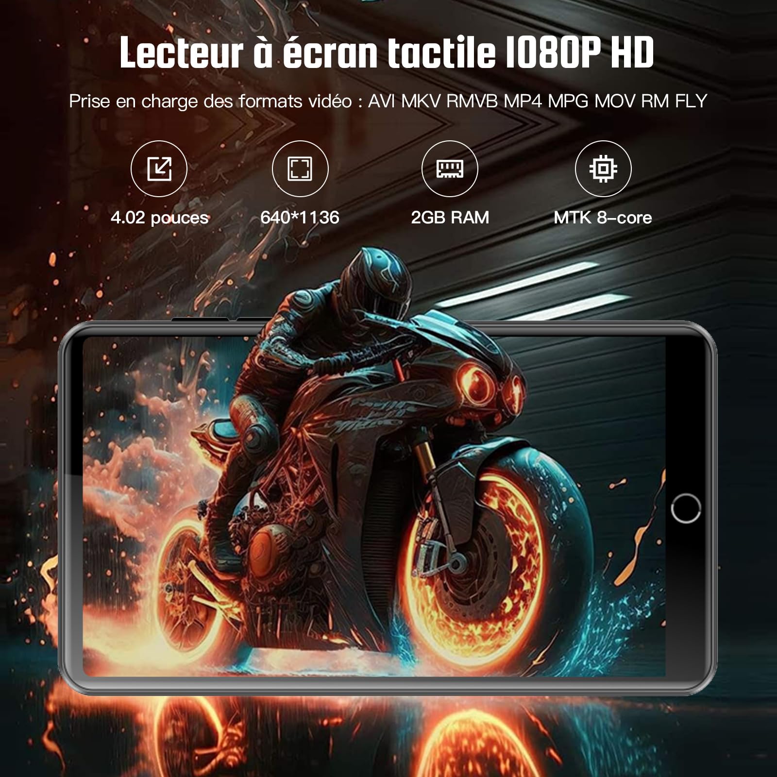 Lecteur MP3 avec WiFi et Bluetooth, écran Tactile 4.02" IPS HD, Lecteur MP4 avec Haut-parleurs, Lecteur de Musique Android Compatible avec Spotify, Deezer et Play Store