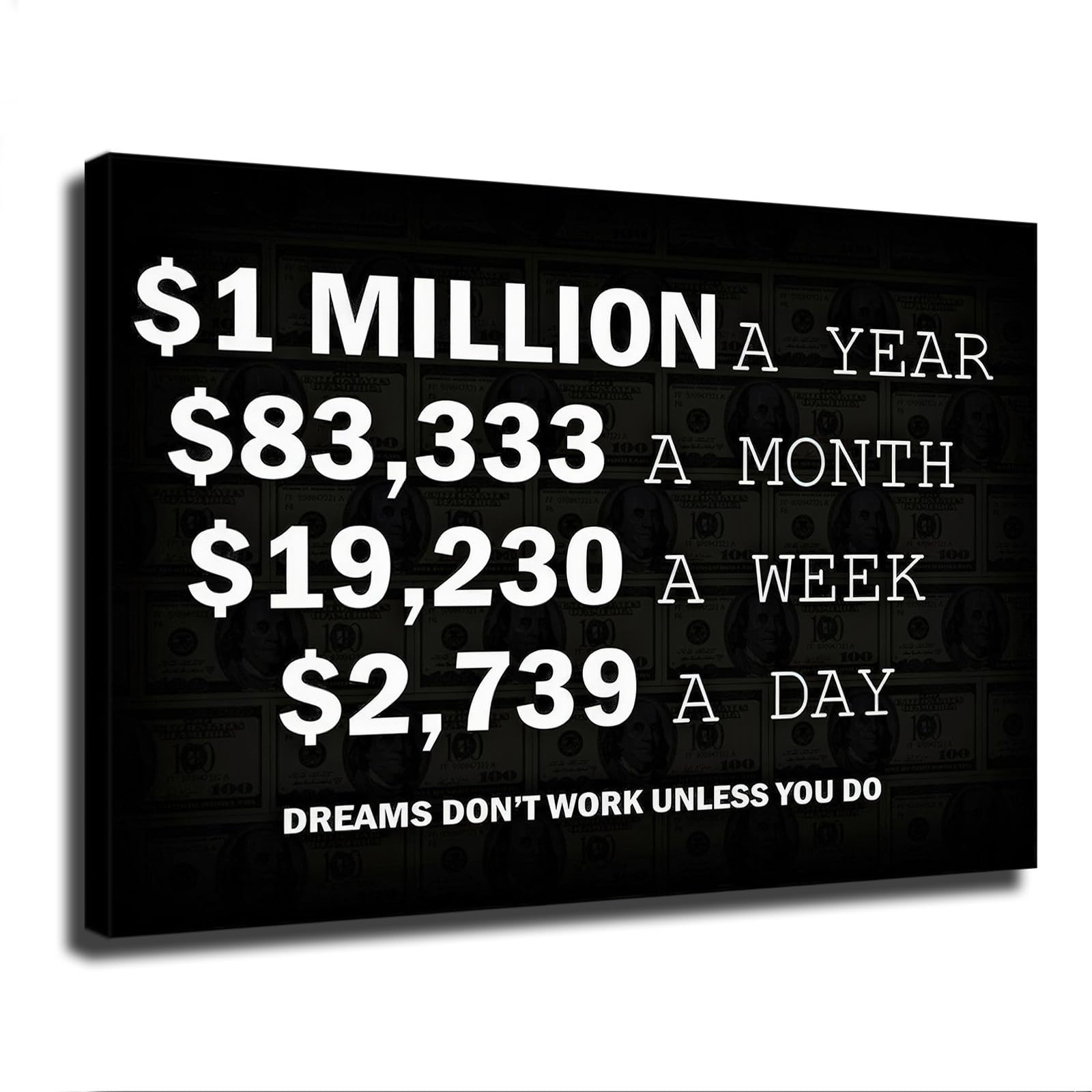 One Million Dollars A Year Quote Poster Wall Art Painting Canvas Prints for Living Room B…