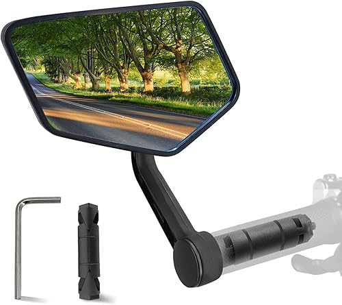 Arkham Espejo de bicicleta para manillar HD Bar End Espejo de bicicleta de vidrio grueso de grado automotriz para manillar resistente a los