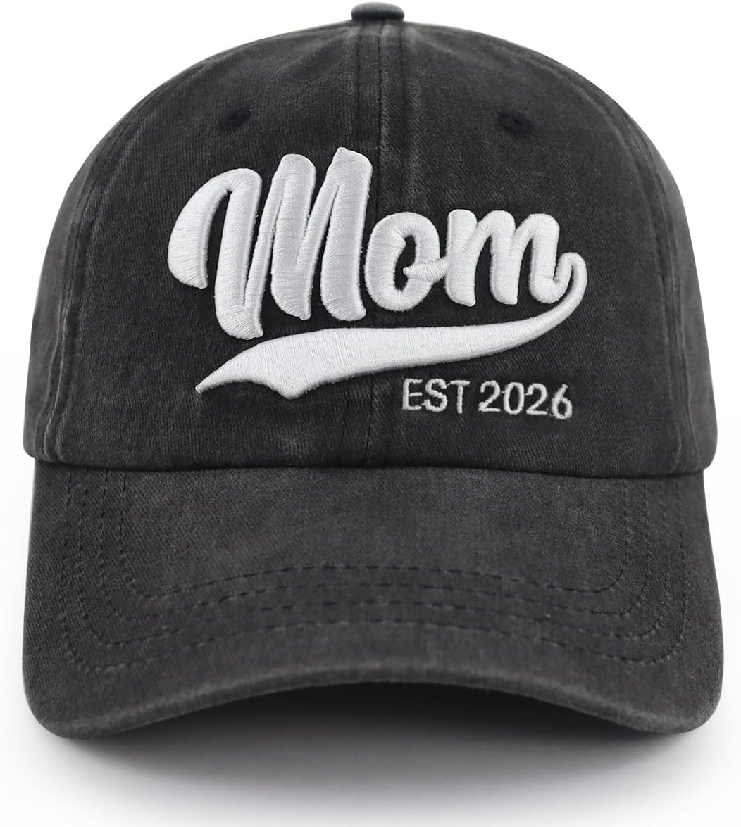 2PCS Mom and Dad EST 2025 2026 Hat, 3D Embroidered Adjustable New Parents Gifts Baseball Cap - Image 4