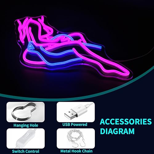 Miniatura 3 de Señal de neón para dama, JGHTURIE para decoración de pared, letrero con luz rosa, letrero LED para habitación de niñas, bar, para hombre, cueva,