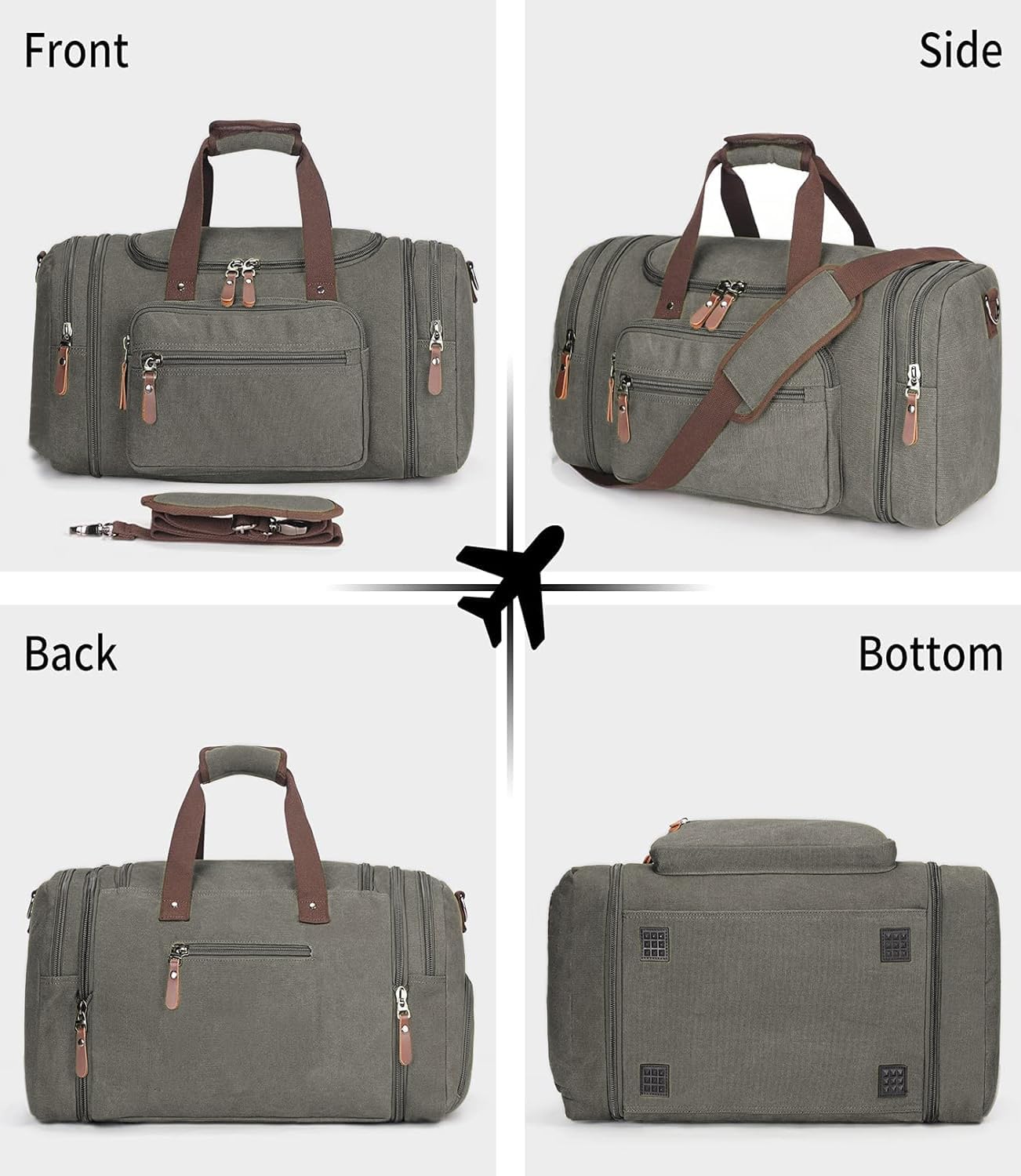 Sechunk Duffle Bag Canvas Large Outdoor Shoulder Bag Overnight Handbag Travel Tote Luggage Weekender Bag