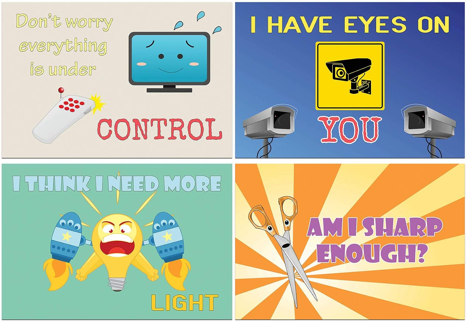Creanoso Comedic Things Postcards (60-Pack) - Cool and Unique Gift Card Greeting Tokens for Boys Girls Men Women Teens – Assorted Bulk Collection Set – Cool Card Gifts