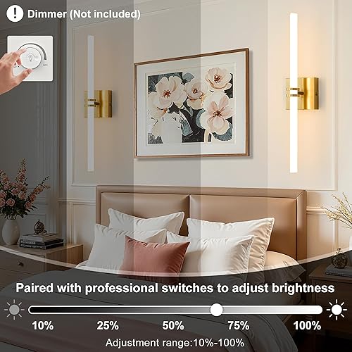 Miniatura 2 de Bathroom Light Fixtures,Gold 18W LED 360° Full Lighting Modern Wall Sconce Vanity Light with 5-Color Dimmable 3000K-6000K, 22.05inch Vanity Lighting