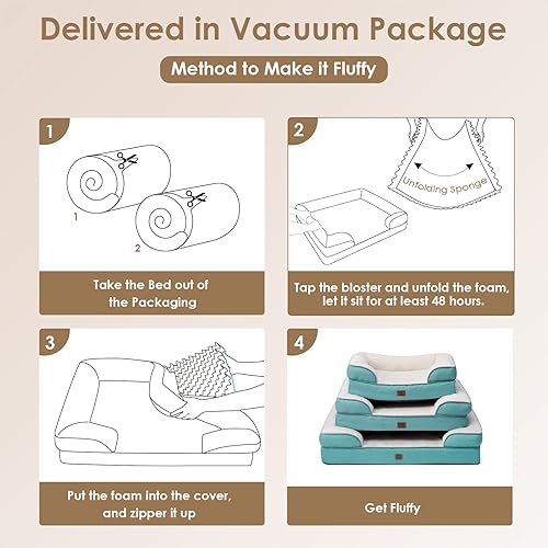 Miniatura 22 de EHEYCIGA – Cama ortopédica mediana impermeable para perros medianos, de espuma viscoelástica tipo caja de huevos, con bordes elevados y base