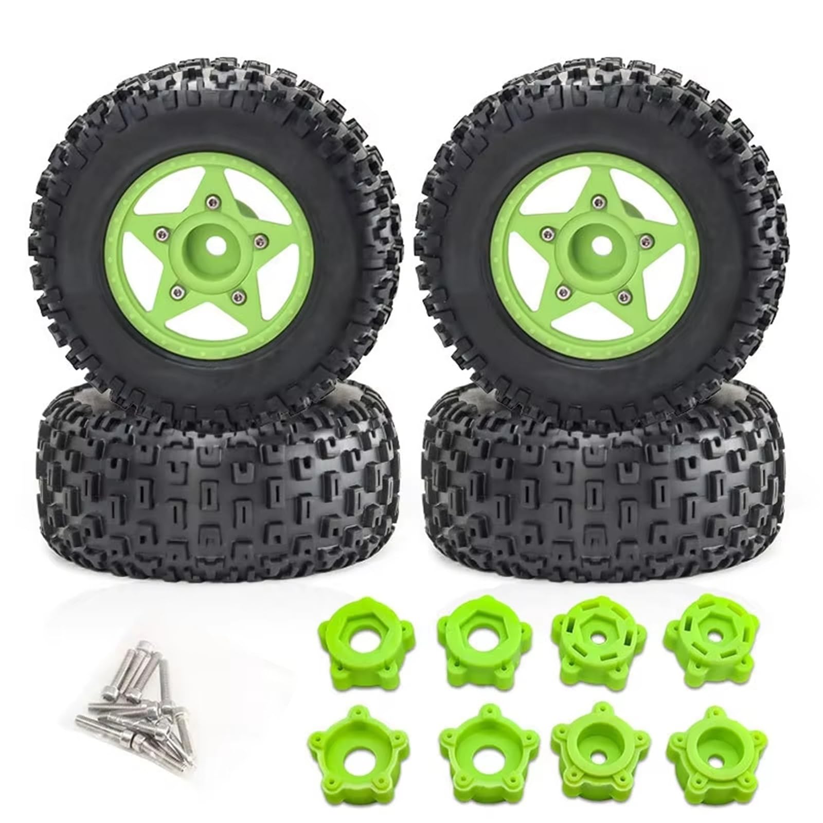 Auto RC Accessori per Traxxas per Slash per ARRMA per SENTON 1/8 1/10 RC Auto 4 Pezzi 110mm Pneumatico per Camion A Breve Corso con 12mm 14mm 17mm Ruota Esagonale(Red)