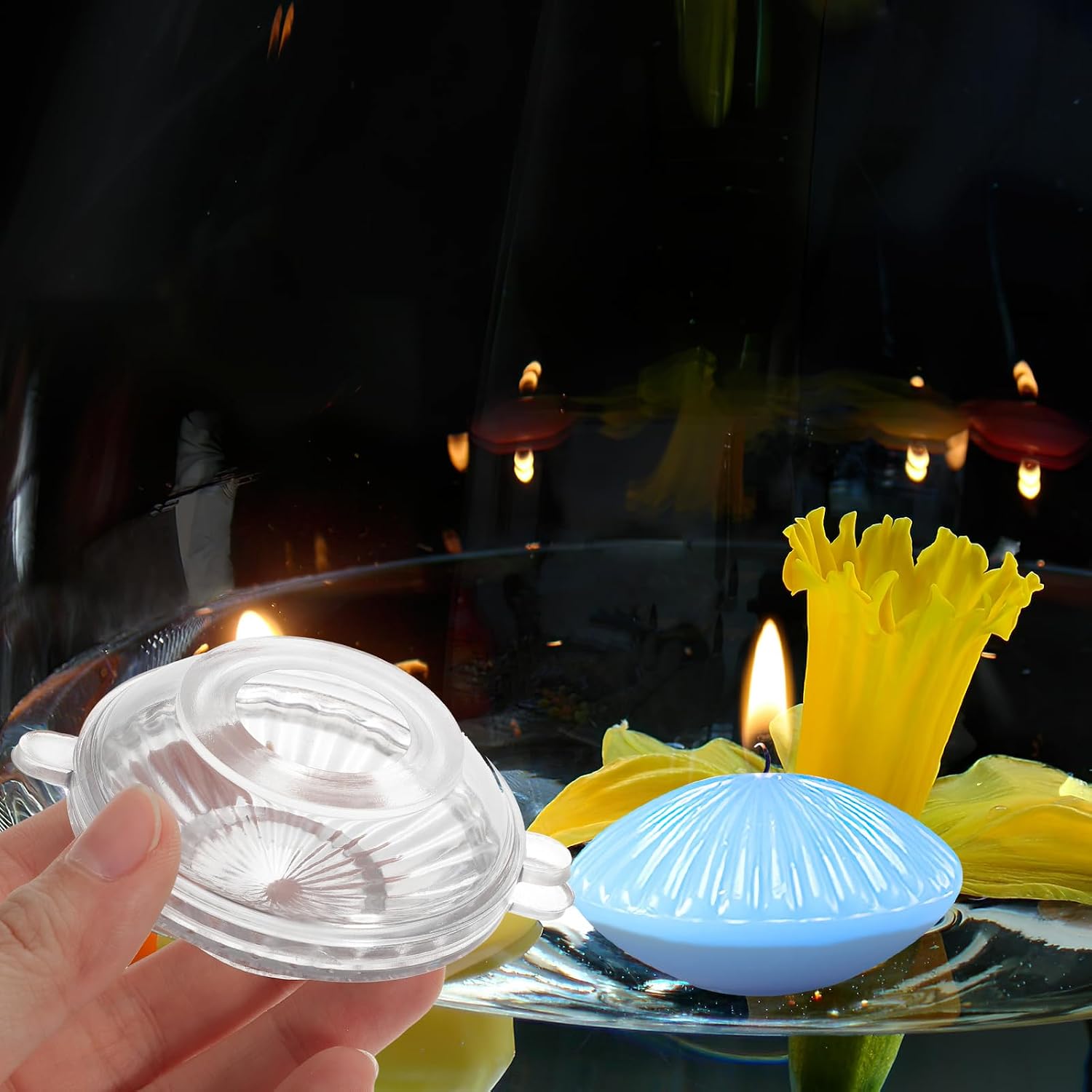 TEHAUX 2pcs Floating Candle Mold Multi-Functional Candle Making Mold for Unique Home Decor Weddings and Parties Safe Easy to Use Smooth for Beginners