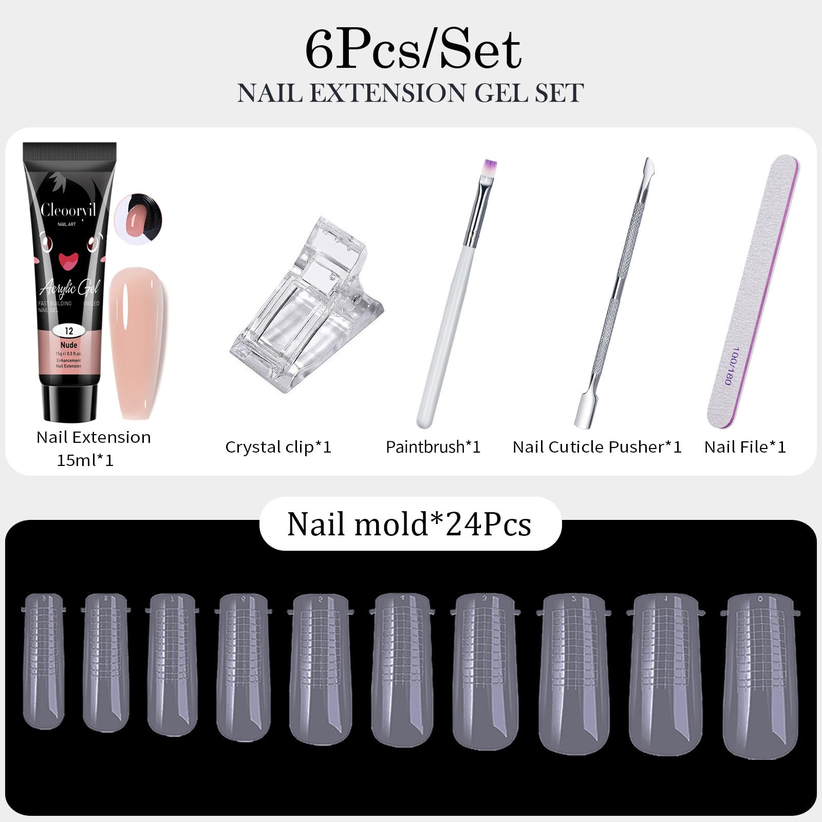 Polygel Nail Kit, Nude Builder Gel Nail Kit Nail Extension Kit Sculpture Gel with Slip Solution Nail Tool Set - Image 2