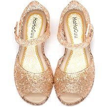 Princess Jelly Flats Shoes Girls Birthday Party Heels Snow Queen Cosplay Costumes Dress Up Sandals For Toddler Little Girls Big Kids