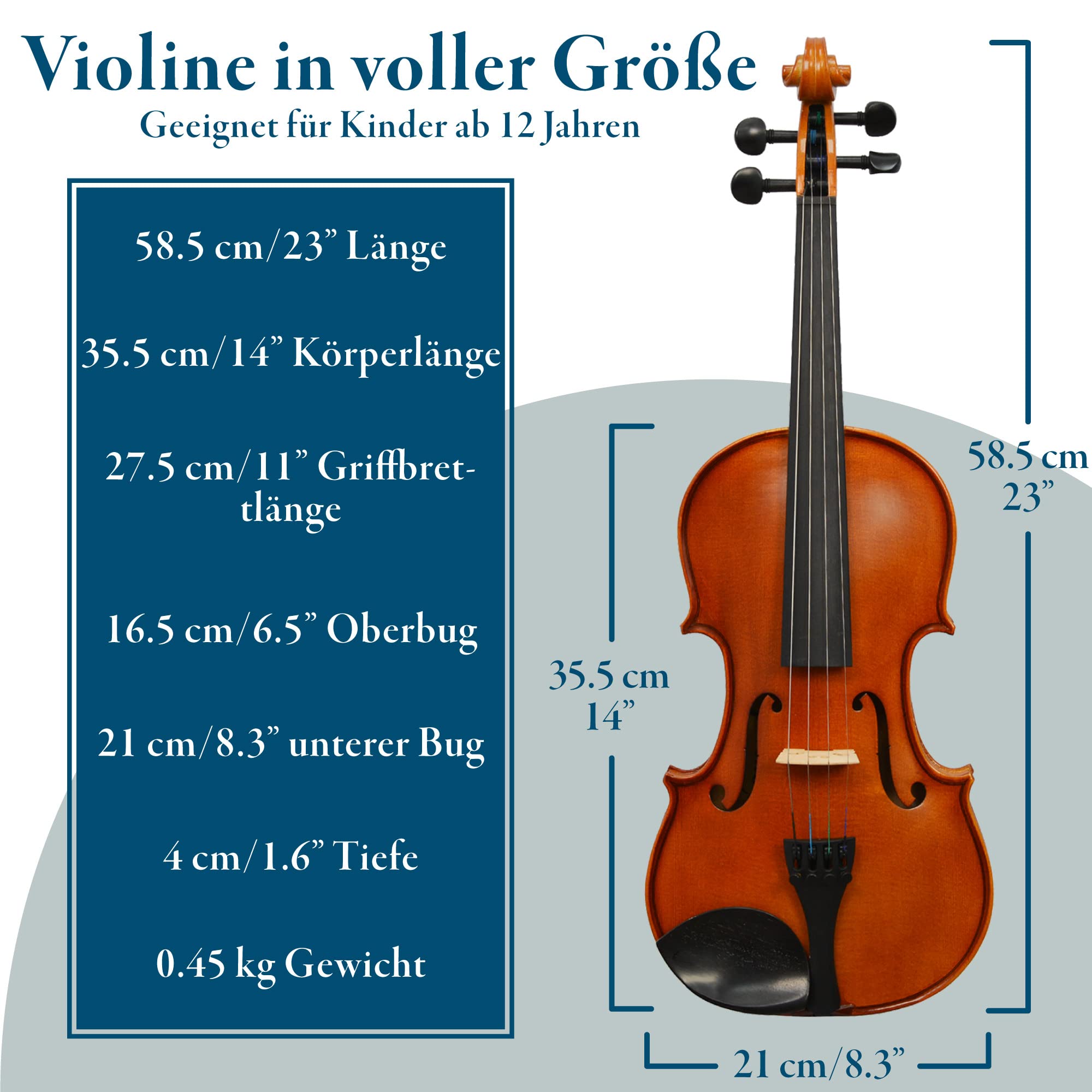 Forenza Prima 2 Voll 4/4 -Geigen -Outfit Mit Ebony -Fingerplatten Und Stiften, Leichtgewichten, Holzbogen, Rosing, Stahlkernschnallen