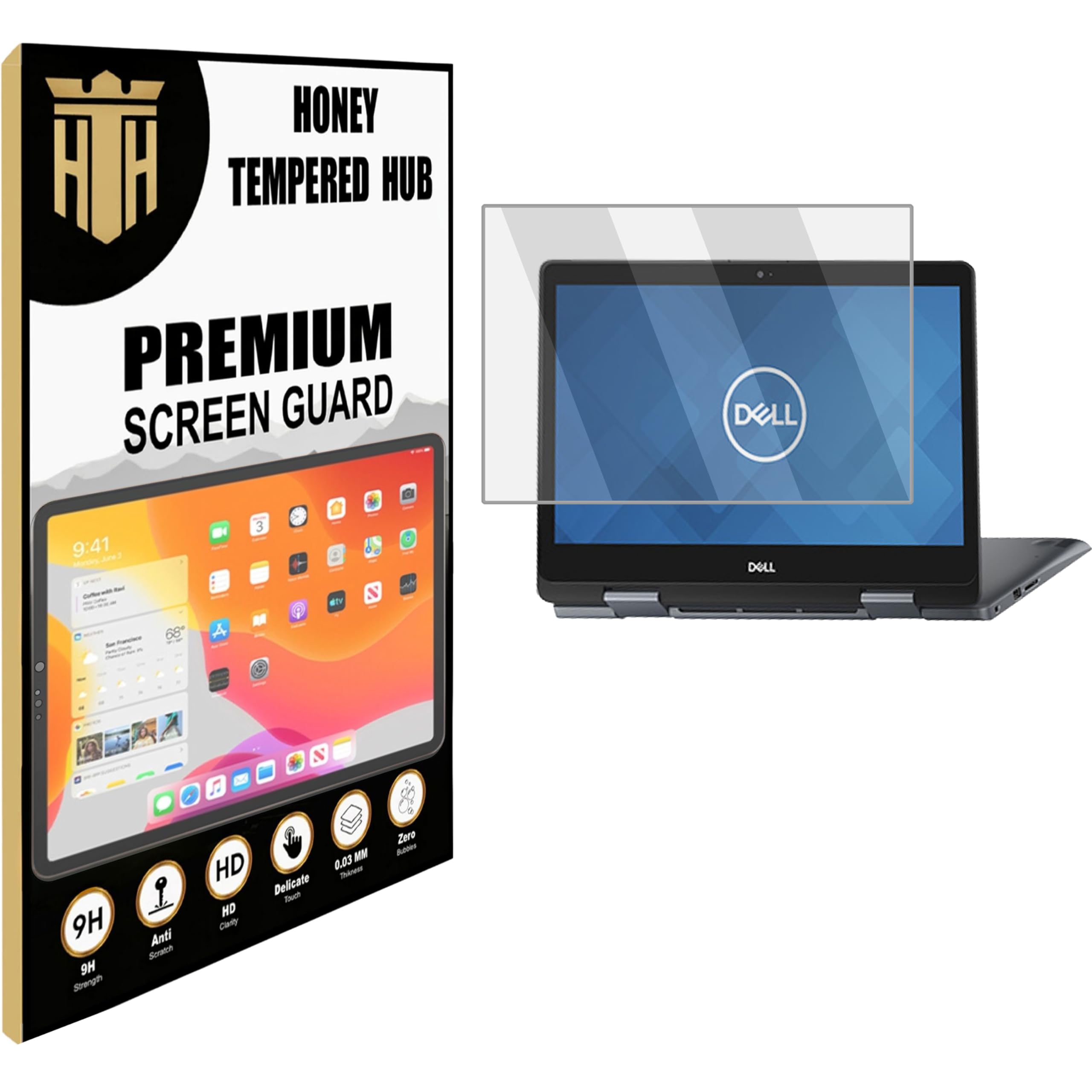 HONEY TEMPERED HUB SCREEN PROTECTOR for DELL LAPTOP / HP PAVILION / ASUS / ACER / SAMSUNG/ LENOVO / 14 INCH LAPTOP Display Guard / Aspect Ratio 16:9 / Scratch Resistant / Anti Fingerprint 9H Laptop Accessory [Not Tempered Glass]