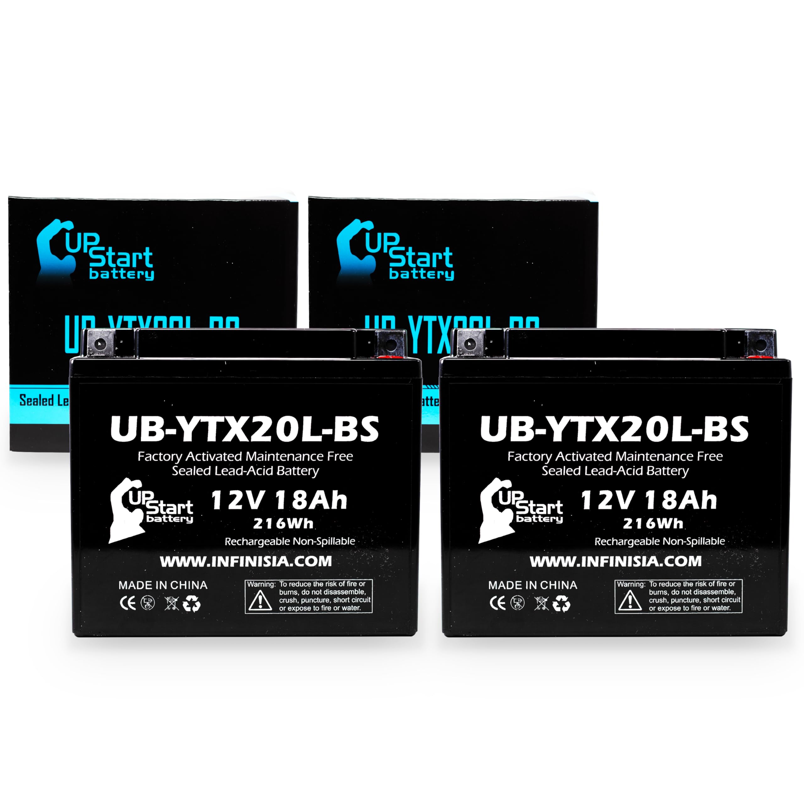 Amazon.com: 2-Pack UB-YTX20L-BS Battery Replacement for 2007