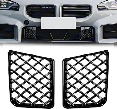 2Pack Car Grille Cover Front Bumper Center Lower Grille Mesh for BMW G87 M2 2023-2025 after June 2023 Front Bumper Grille Mesh Grill Kit, Front Bumper Center Lower Grille Mesh GuardGlossy Black