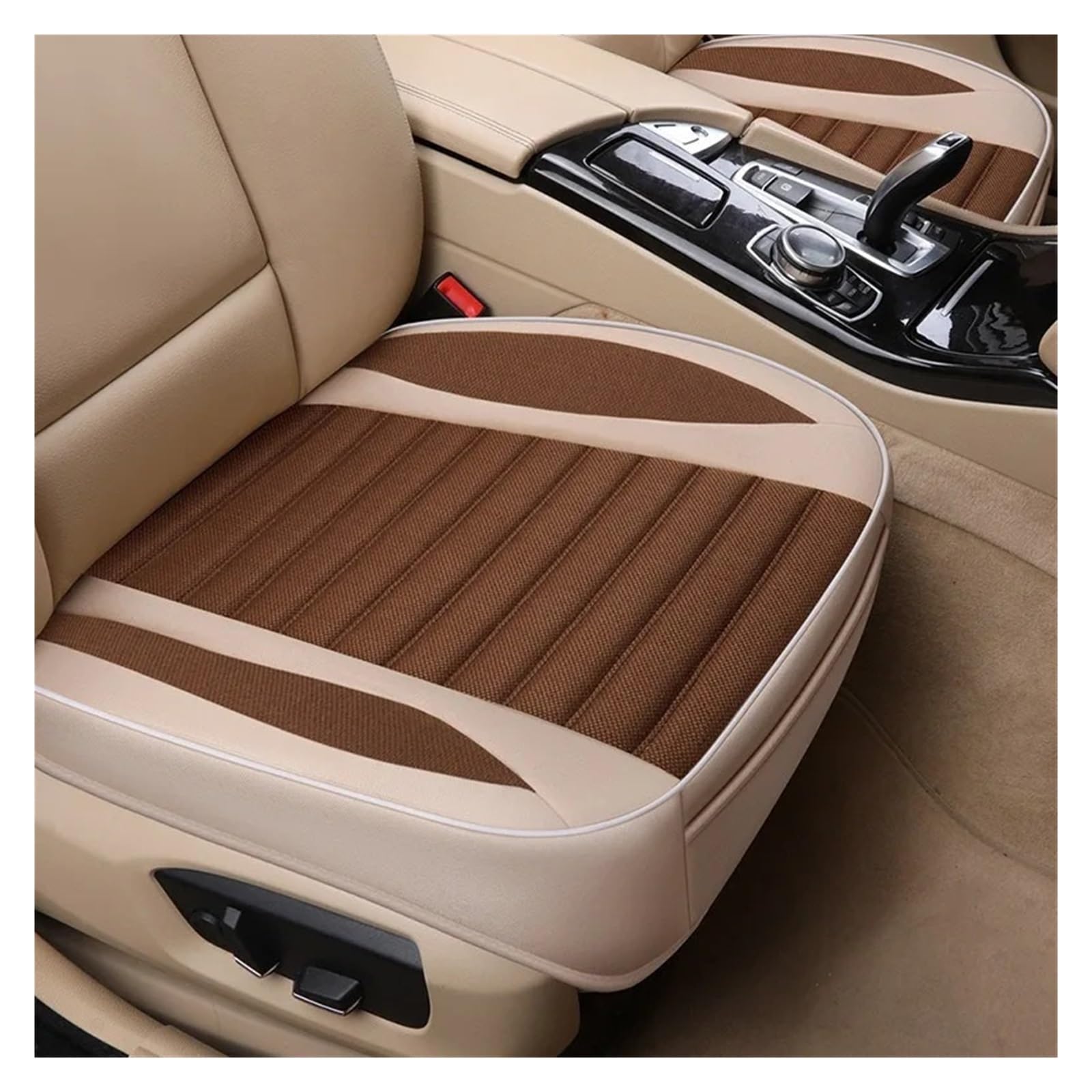 EDXNCVVM Car Chair Cover Flax Cushion Seasons Universal Breathable For Most Four-Door Sedan&SUV Car Chair Protection(Coffee)
