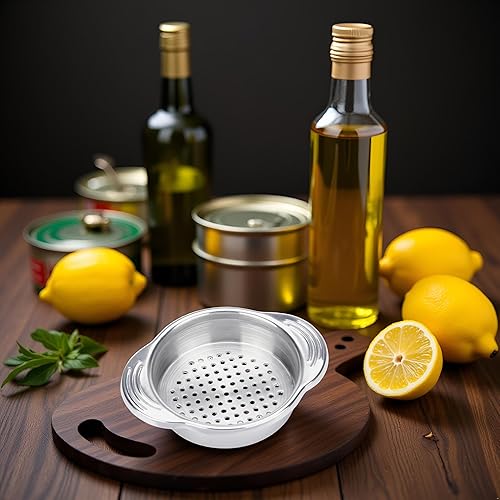 Miniatura 2 de Colador de latas de alimentos de acero inoxidable plateado, filtro de prensa de atún de metal, tapa de conserva, escurridor de aceite, herramientas