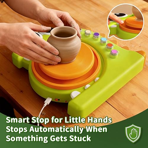 Miniatura 5 de HAYXUN Kit de rueda de cerámica de dinosaurio para niños, kit de artes y manualidades, juguetes para niños y niñas, kit de herramientas de rueda de