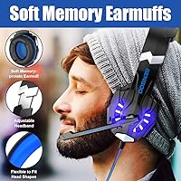 Vista 46 de BENGOO G9000 - Auriculares estéreo para juegos para PS4, PC, Xbox One PS5, cancelación de ruido, auriculares sobre la oreja con micrófono, luz LED