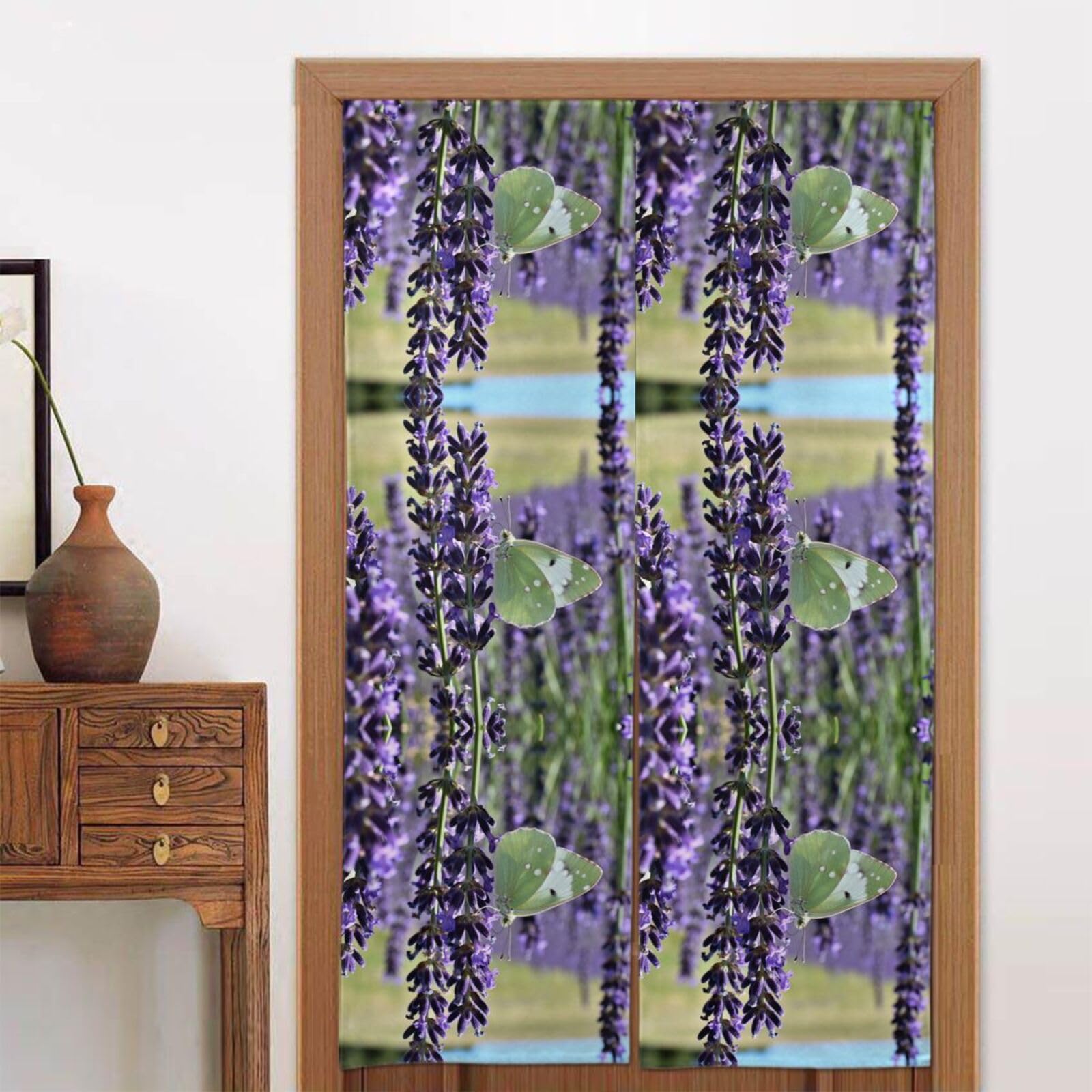 CNTDBU Lavender Butterfly Field Door Curtain 34x56 Inch-Room Divider Panel for Privacy, Entryway Screen for Kitchen Bedroom