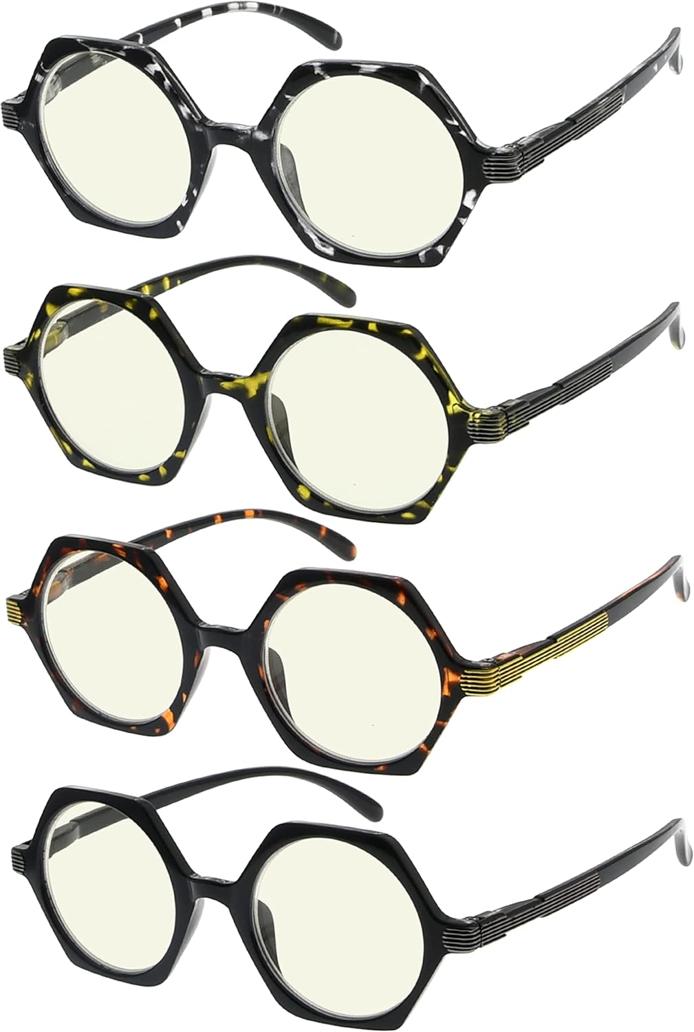 Eyekepper 4 Pack Blue Light Filter Glasses Retro Small Lens Computer Reading Glasses