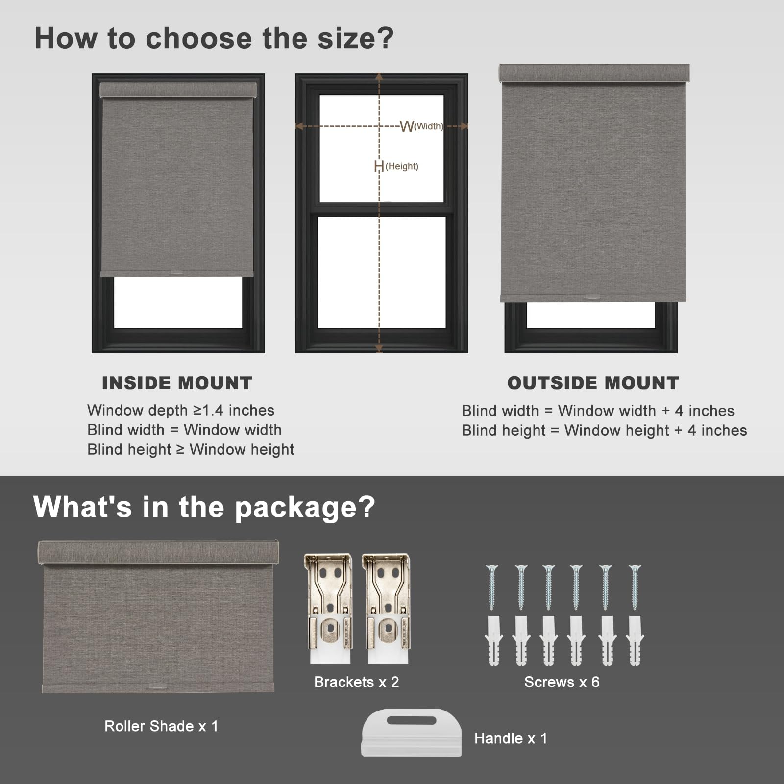 Persilux Blackout Roller Shades for Windows,Cordless,Linen Fabric,Roller Blinds,Thermal Insulated Fabric UV Protection,Window Shades for Home,Office,Bedroom,Door,Blackout-Brown,27" W X 48" H