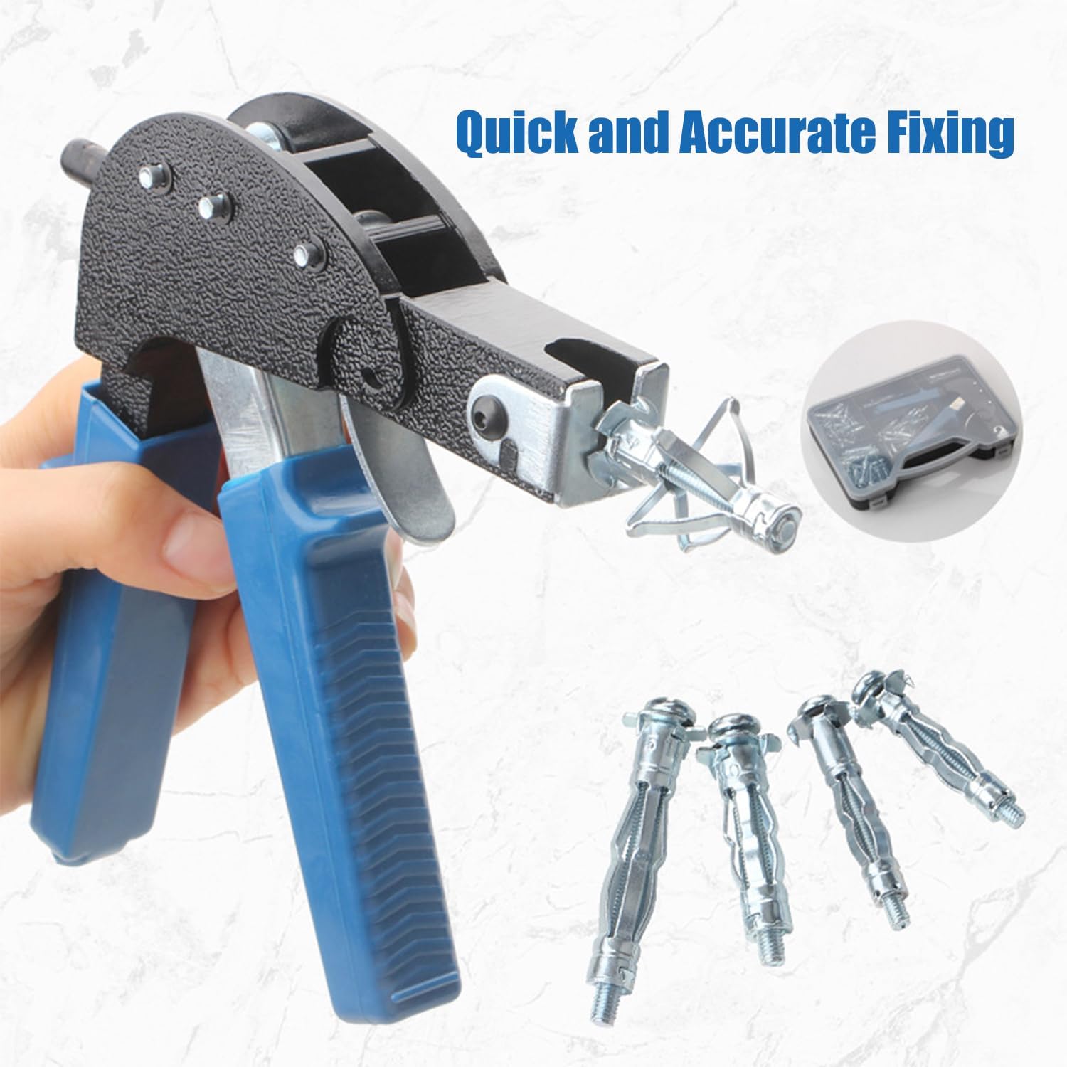 72Pcs Hollow Wall Anchor Metal Setting Tool Set with M3, M4, M5, M6 Anchors for Hollow Wall Drywall Cavity Anchor Plasterboard Fixing