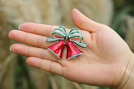 Décoration Vêtement Noël Broche Couronne De Noël Strass Vert Rouge - Décoration De Noël - Cadeau De Noël - Métal Broche Cadeau Festif
