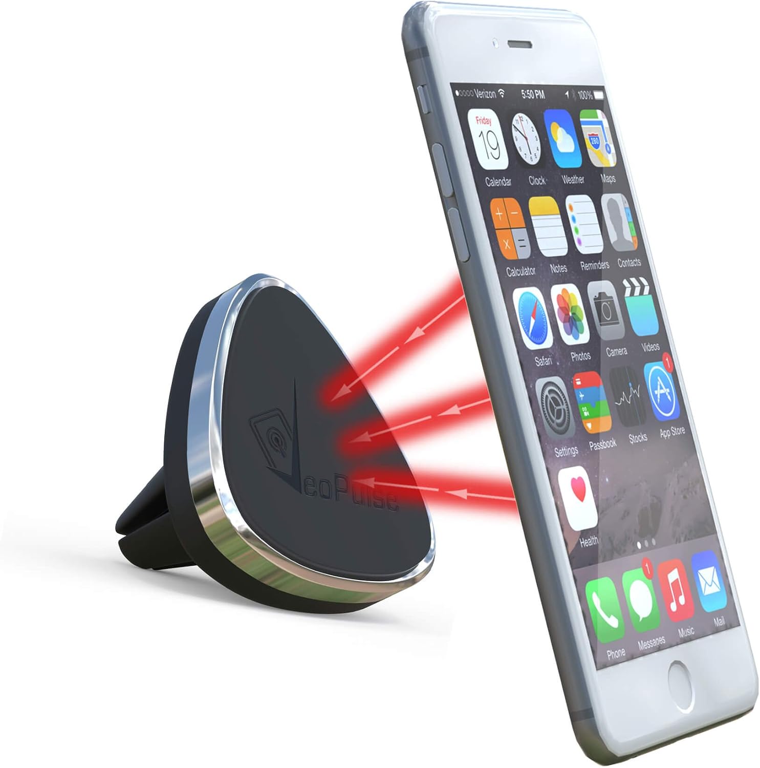Support téléphone magnétique de voiture (grille d'aération)