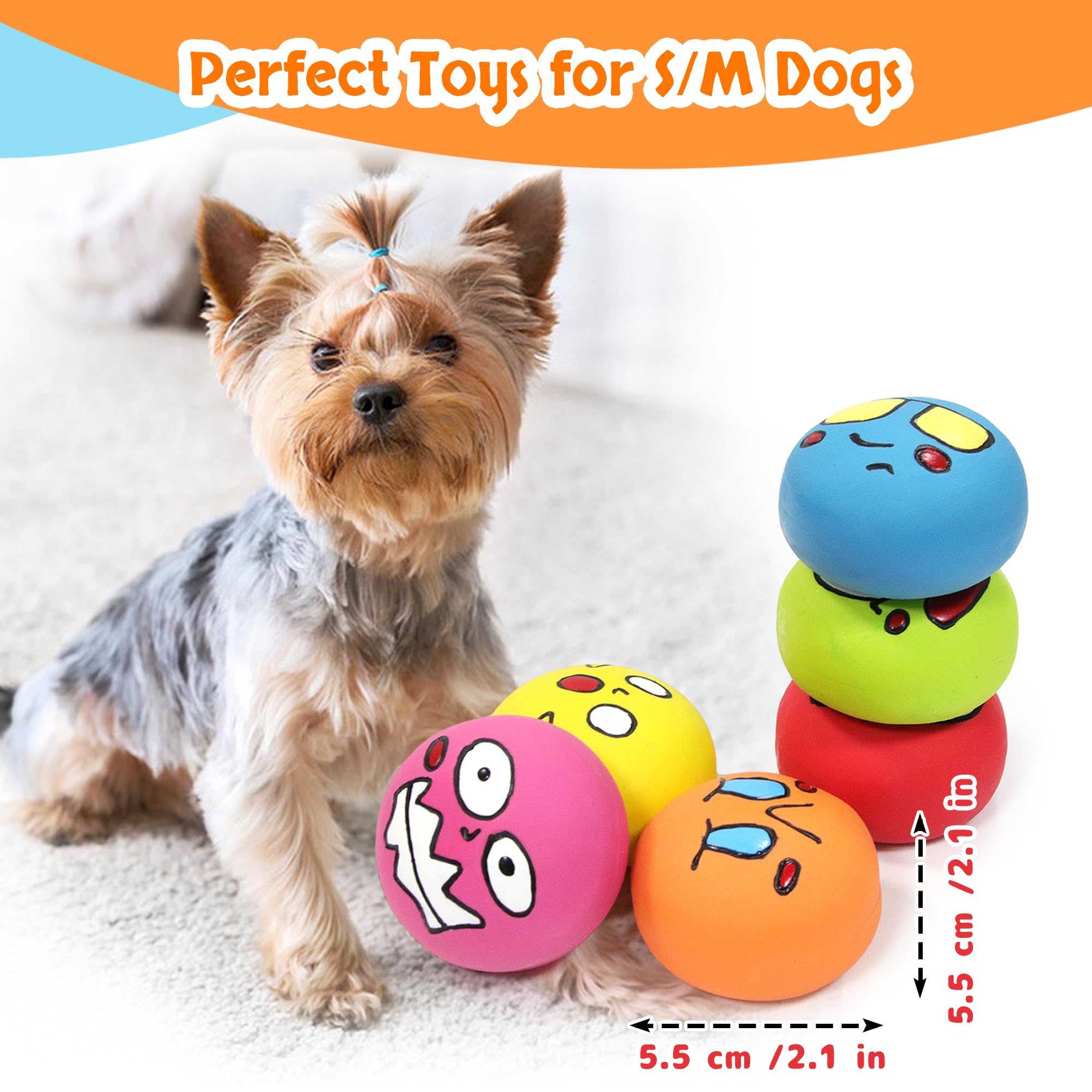Juguetes chirriantes para perros, bolas de goma natural duraderas para cachorros pequeños y medianos, juego de 6 piezas