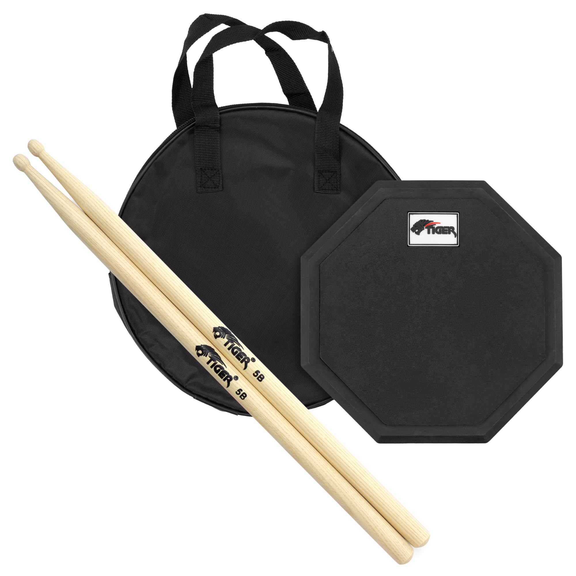 TIGER Drum Übungspad mit TIGER Hickory 5B Drumsticks
