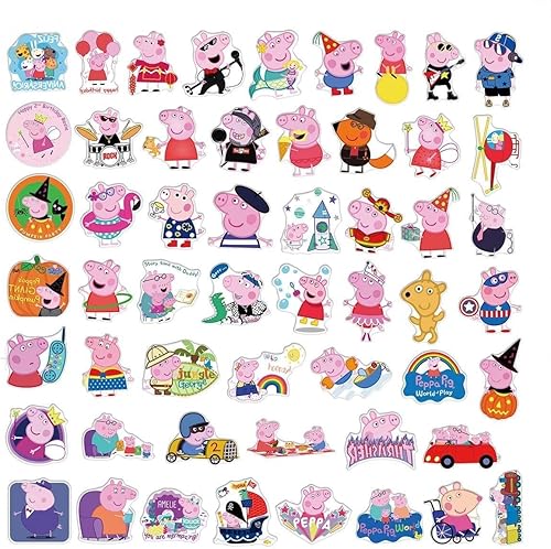 Miniatura 5 de 100 calcomanías de cerdo para niños lindas calcomanías para botellas de agua calcomanías impermeables de vinilo para laptop patineta bicicleta