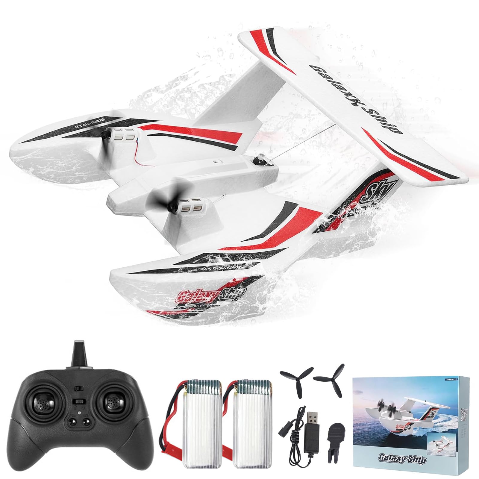 Hylukon RC Plane for Water Land & Air, 3CH RC Airplane Remote Control Boat Amphibious Tri-Phibian Aircraft 2.4GHz Seaplane Glider RC Floatplane for Boy Girl Adult