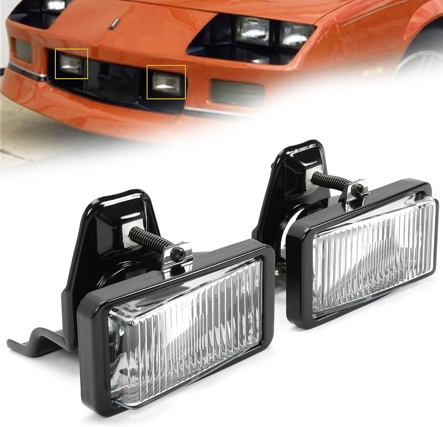 Kojem Fog Light Lamp Compatible with 1985-1992 Camaro Coupe IROC-Z Z28 Pair L&R w/Bracket Replacement for HT5974579 HT5974580