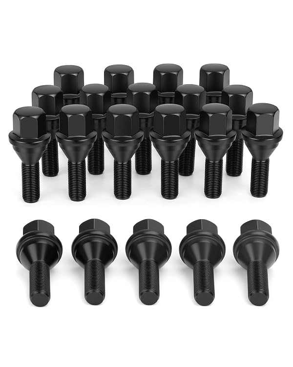 12x1.25 Jeep Cherokee OEM Lug Bolts, 19mm Hex One Piece Design Stock Wheel Studs for 2018-2026 Compass, 20pcs 28mm Shank Black Wheel Bolts for Dodge Dart Chrysler 200 Aluminum Wheel, Replace 6511051AA by SUCOSO - Used condition - US$31.27