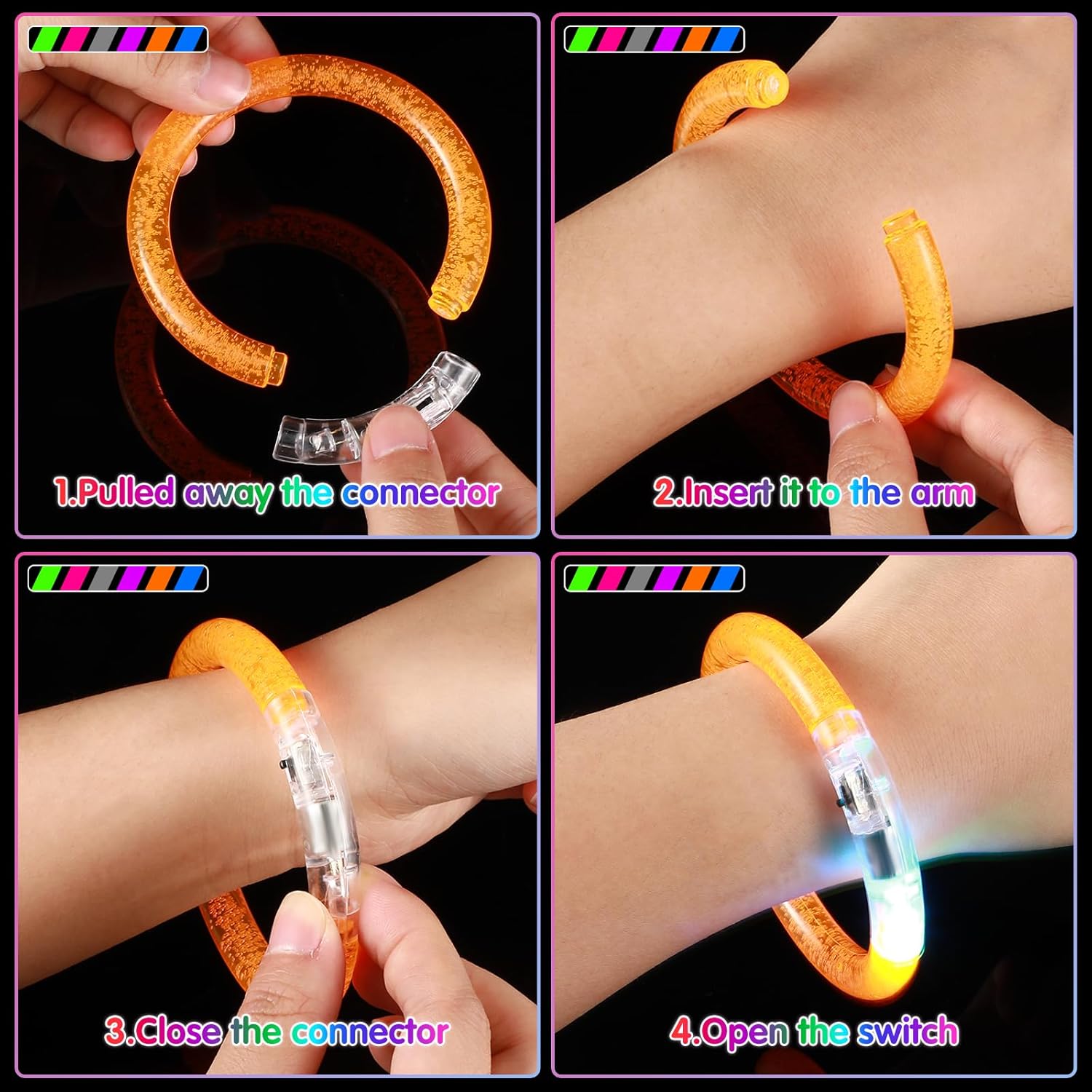 Honoson Glow in the Dark Party Supplies, Light up Glasses LED Bracelets, Neon Favor Flashing Bulk Gift for Adult