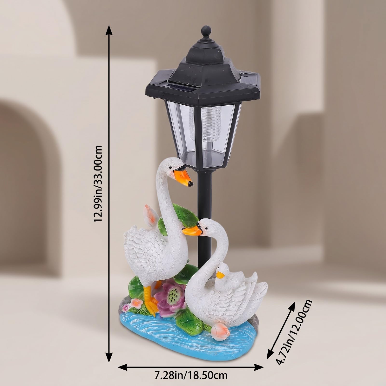 Affascinante Statua Solare da Giardino a Forma di Cigno per la