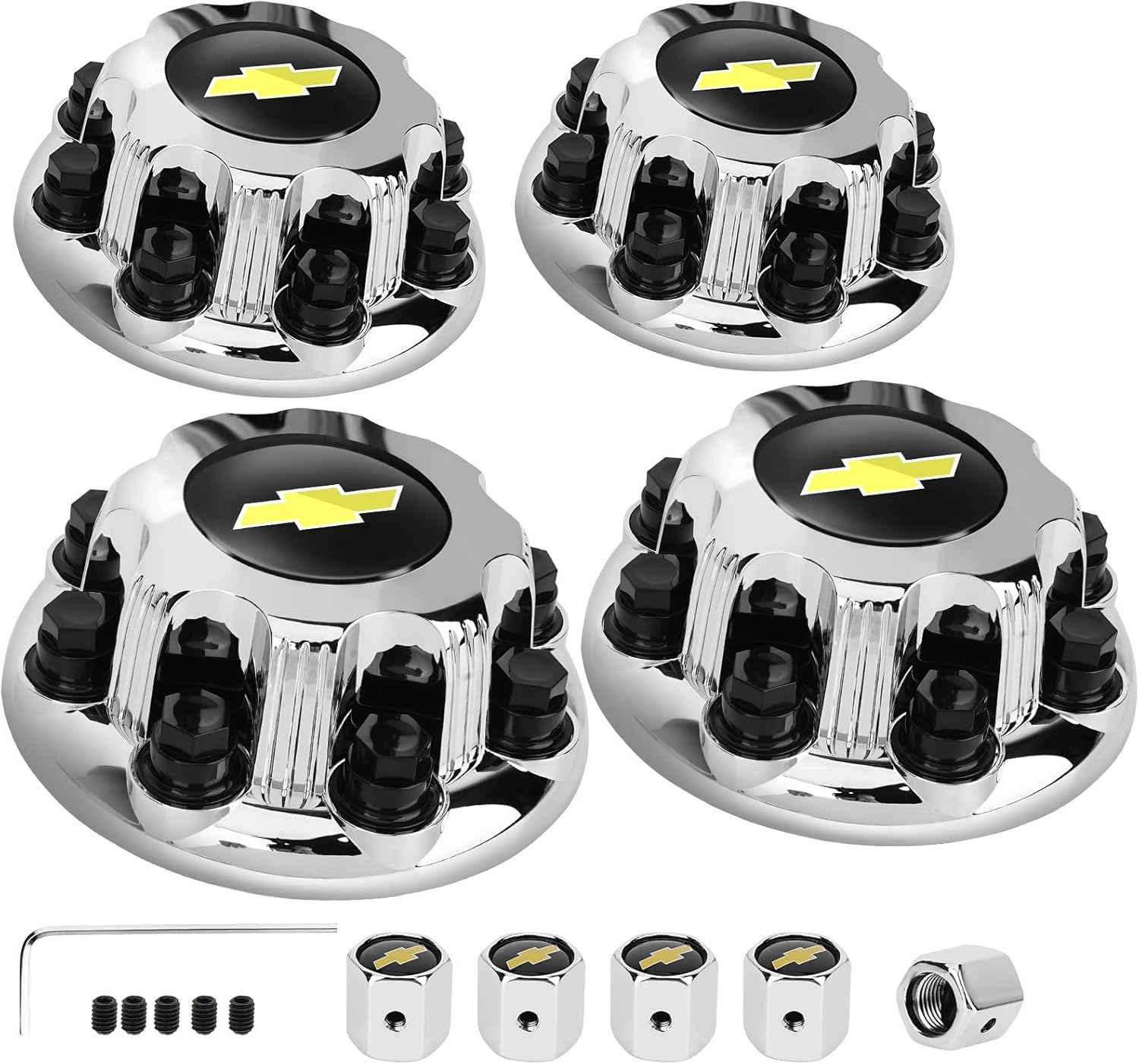 KEFULDA 8 Lug Center Caps Compatible with Chevy Silverado 2500 3500