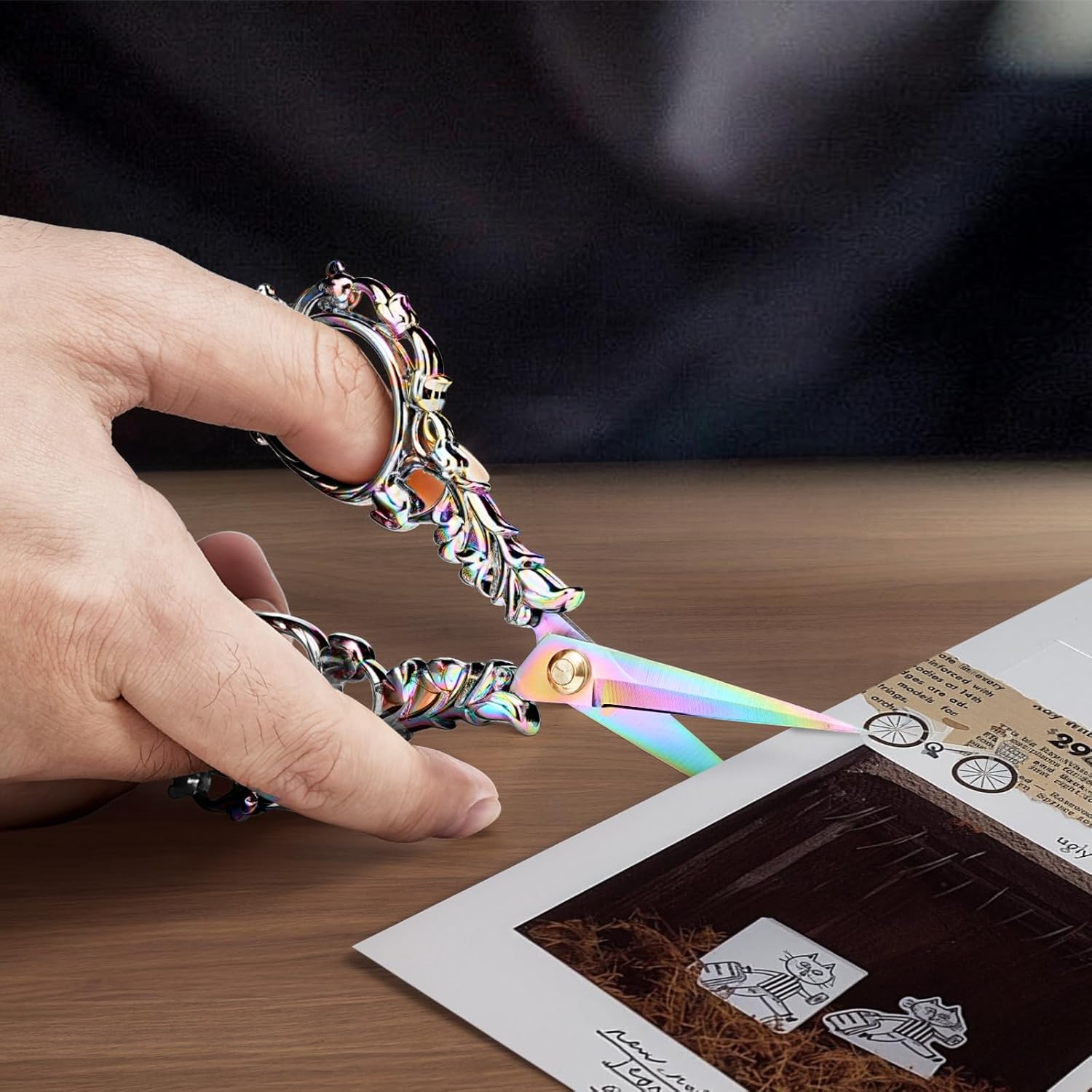 Generic Retro Stainless Steel Office Scissors, Ultra Sharp Blade, Multicolor, 12.8*6.2CM/5.0*2.44