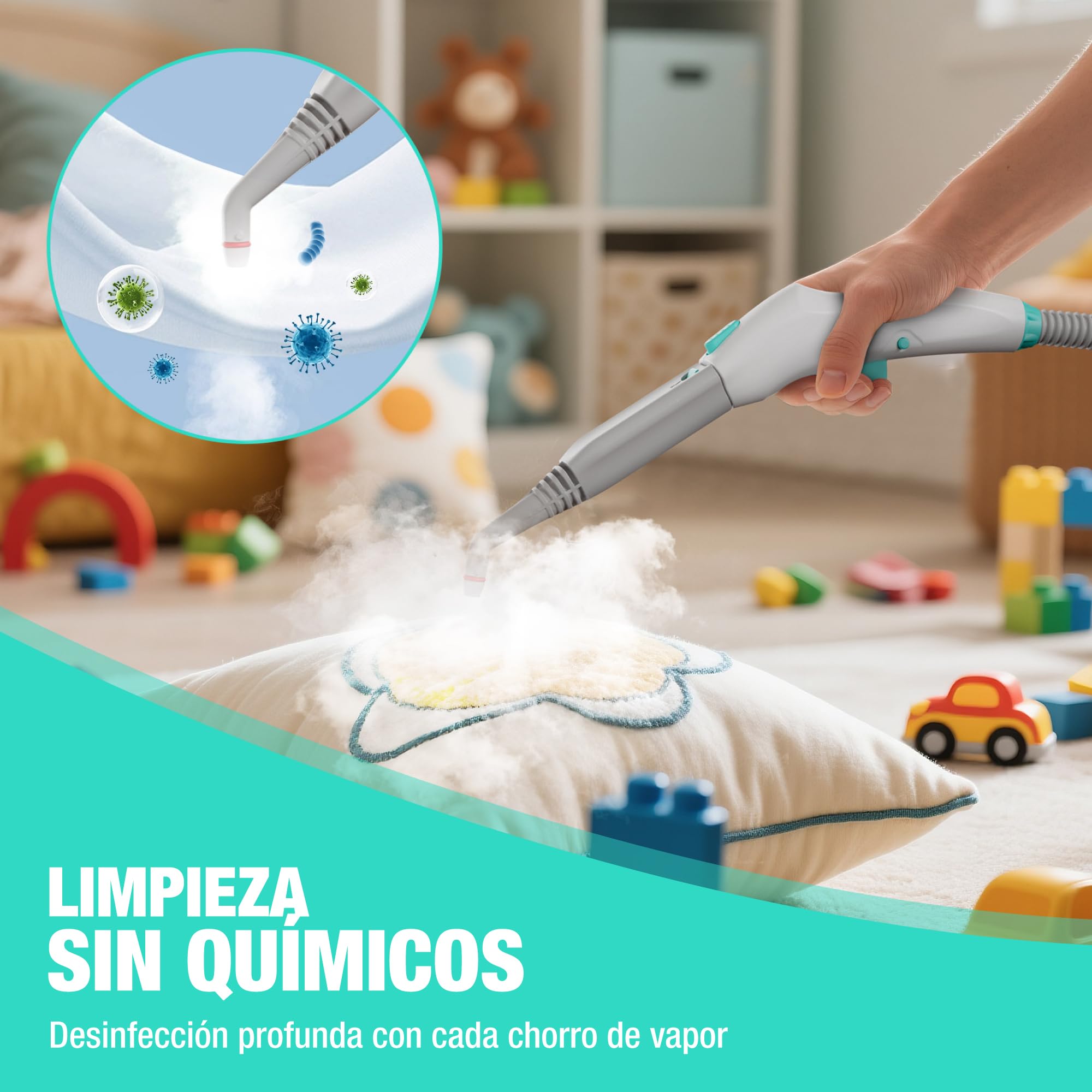 HAUSHOF Limpiador a Vapor Potente 2000W con Depósito de 1.5 L, Vapor a 4 Bares, Calentamiento Rápido, para Cocina, Baño, Suelos y Tejidos, con 14 Accesorios Versátiles