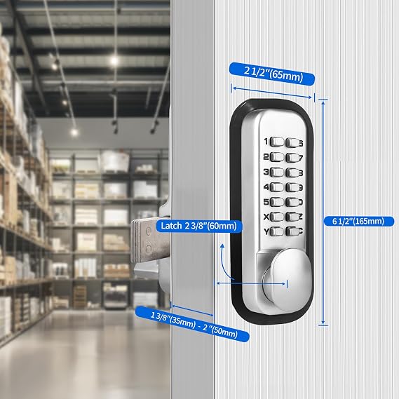 MUTEX Combination Door Lock MX250 Mechanical Keyless Surface Mount Deadbolt - Satin Chrome | Surface Mount Design Satin Chrome Finish Keyless Entry Security for Homes, Offices, Apartments, Garages