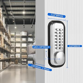 MUTEX Combination Door Lock MX250 Mechanical Keyless Surface Mount Deadbolt - Satin Chrome | Surface Mount Design Satin Chrome Finish Keyless Entry Security for Homes, Offices, Apartments, Garages