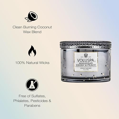 Miniatura 4 de Voluspa Makassar - Vela corta Maison en caja, 11 onzas, 45 horas de tiempo de combustión, cera de coco para combustión limpia, hecha a mano en los